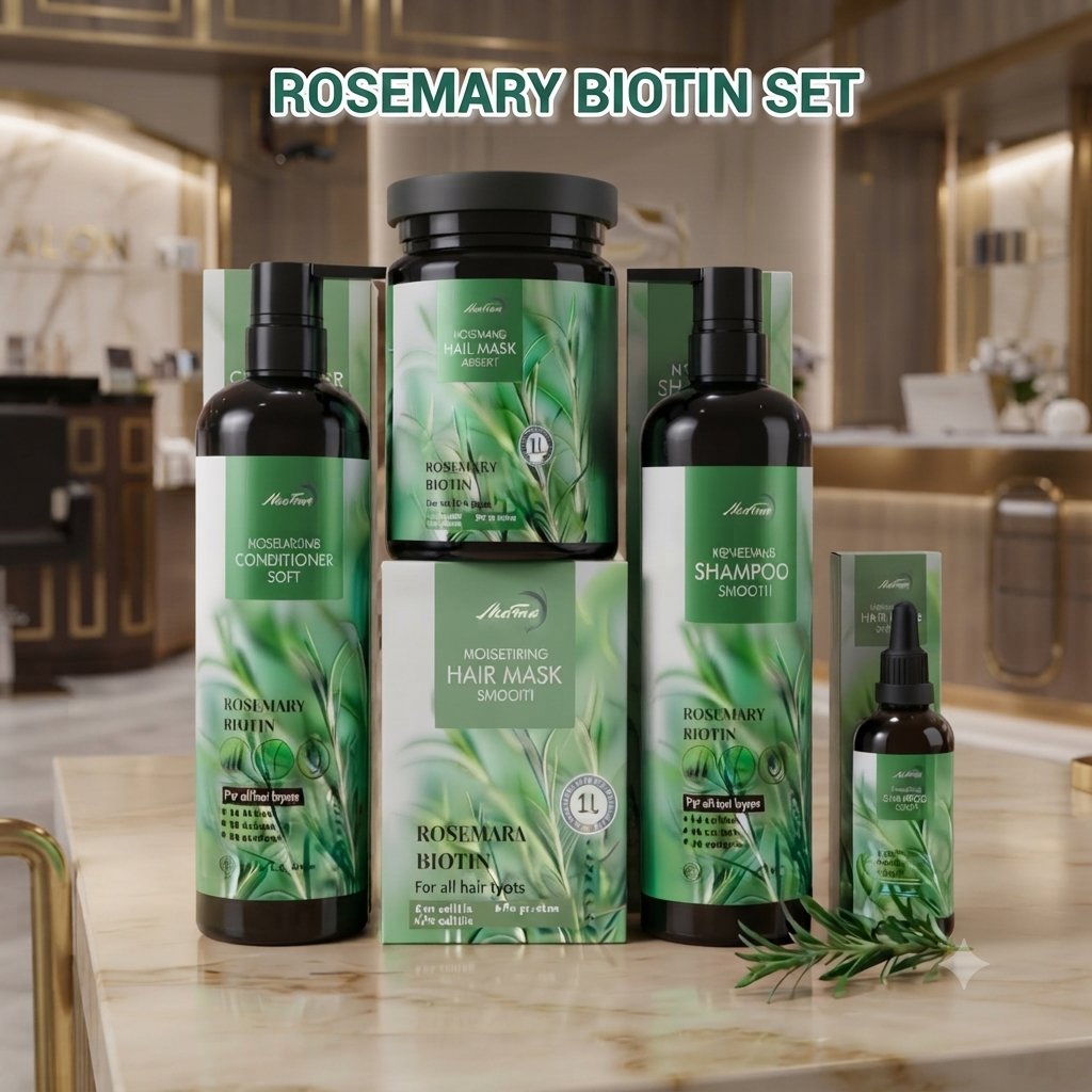 Rosemary Biotin Complete Hair Care Set – Shampoo, Conditioner, Hair Mask & Serum