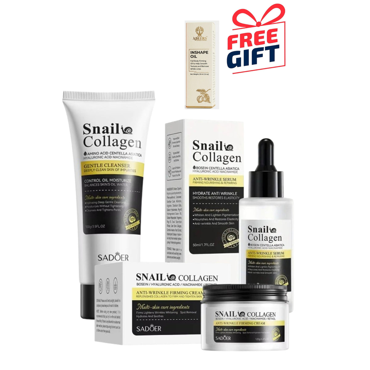 Snail Collagen Cleanser, Cream & Serum – Smooth, Restore & Rejuvenate